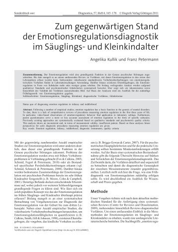 Zum gegenwärtigen Stand der Emotionsregulationsdiagnostik im ...