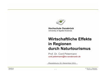 Wirtschaftliche Effekte in Regionen durch Naturtourismus