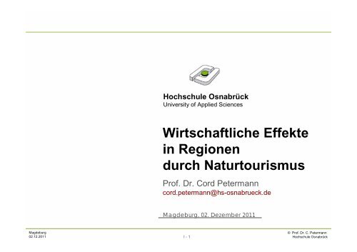 Wirtschaftliche Effekte in Regionen durch Naturtourismus