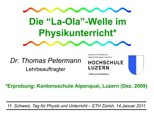 Die “La-Ola”-Welle im Physikunterricht* - ETH Zürich