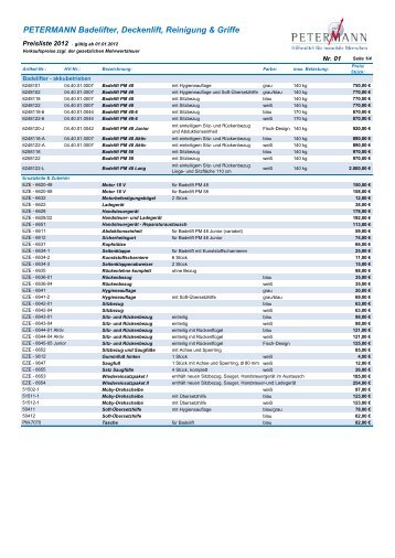 PETERMANN Badelifter, Deckenlift, Reinigung & Griffe - ppm