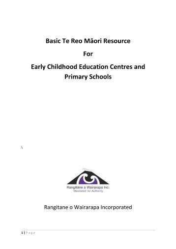 Basic Te Reo Māori Resource For Early Childhood Education ...