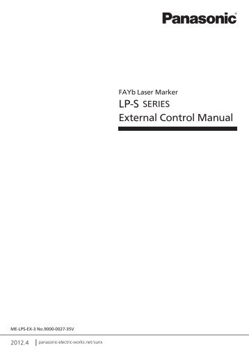 External Control Manual - Panasonic Electric Works Corporation of ...