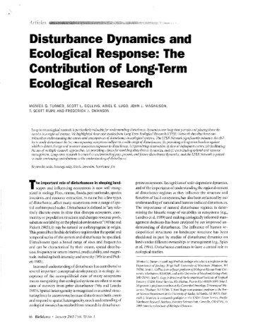 The important role of disturbances in shaping - Coweeta LTER