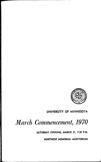 March Commencement, 1970 - University of Minnesota Digital ...