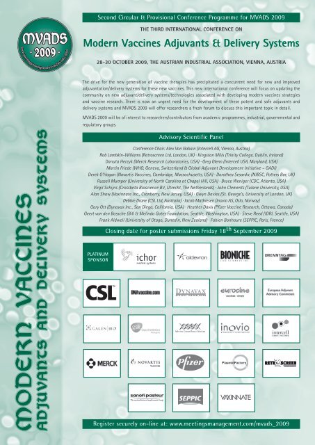 Modern Vaccines Adjuvants & delivery Systems - Meetings ...