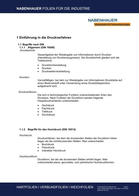 Folien- und Verpackungsinformationen - Nabenhauer Infoprodukte