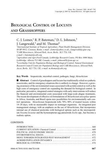 biological control of locusts - Personal Web Sites