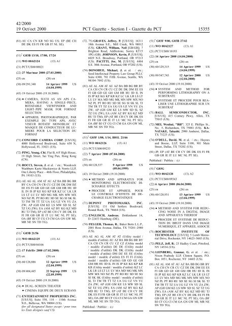 PCT/2000/42 : PCT Gazette, Weekly Issue No. 42, 2000 - WIPO