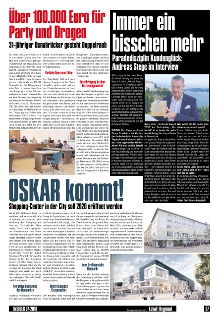 INSIDER Osnabrück // Juli 2018 // No. 420
