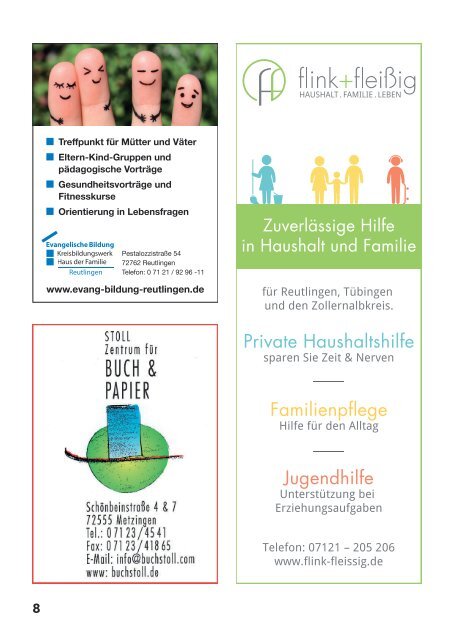 Aktion Kindertraum Eltern-Tipps Tübingen / Reutlingen / Esslingen / Göppingen 2018