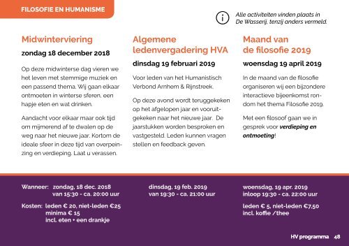 Programmagids 2018-2019 / Nivon Arnhem-Nijmegen en Humanistisch Verbond 