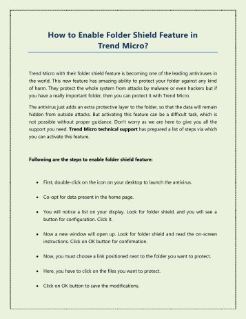 How to Enable Folder Shield Feature in Trend Micro?
