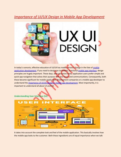 Importance of UIUX Design in Mobile App Development