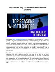 Why Choose Home Builders Of Brisbane?