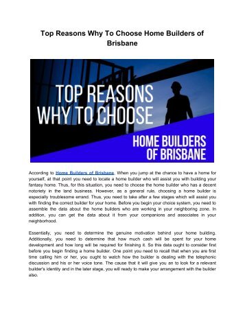 Why Choose Home Builders Of Brisbane?