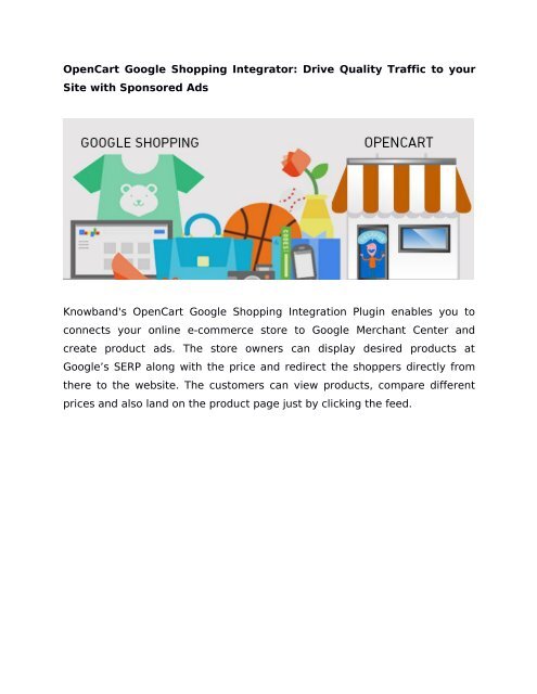 KnowBand's OpenCart Google Shopping Integrator: Drive Quality Traffic to your Site with Sponsored Ads