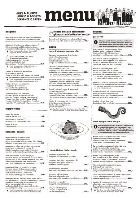 Menu, english, July-August