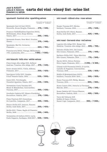 winelist, červenec-srpen