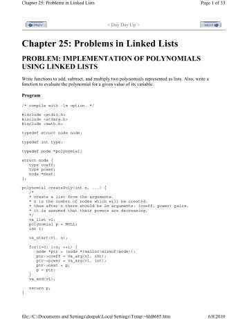 Chapter 25: Problems in Linked Lists - BeKnowledge