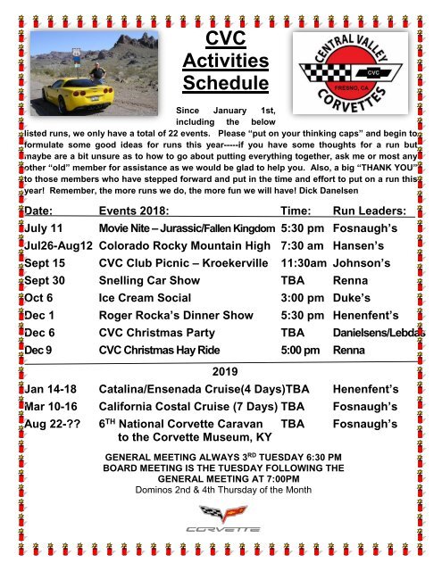 Central Valley Corvettes of Fresno - July 2018