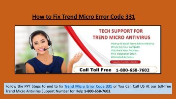 Steps to Fix Trend Micro Error Code 331 Call 1-800-658-7602