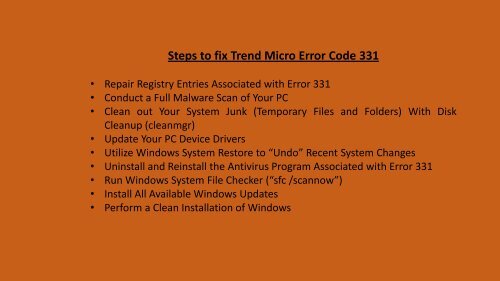 Steps to Fix Trend Micro Error Code 331 Call 1-800-658-7602