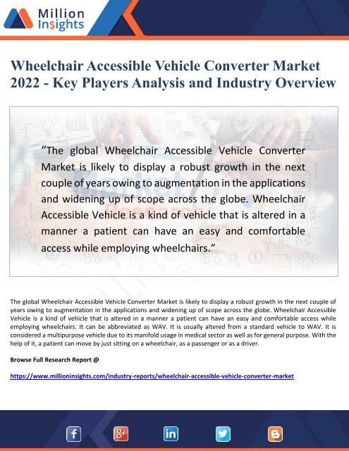 Wheelchair Accessible Vehicle Converter Market  2022 - Key Players Analysis and Industry Overview