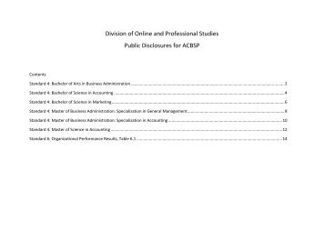 Division of Online & Professional Studies Public Disclosures for ACBSP