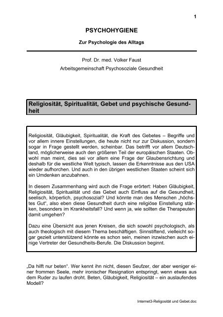Psychohygiene - Arbeitsgemeinschaft Psychosoziale Gesundheit