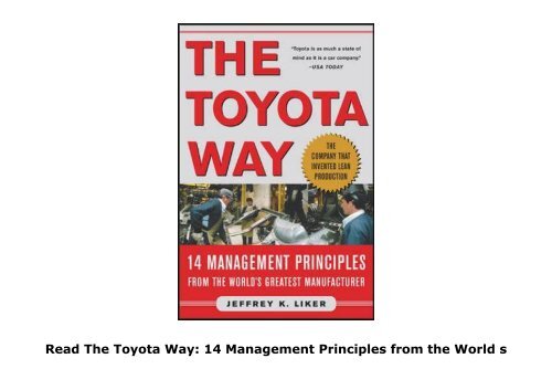 Read The Toyota Way: 14 Management Principles from the World s Greatest Manufacturer | Ebook