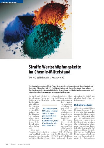 Straffe Wertschöpfungskette im Chemie-Mittelstand - Lehmann ...