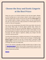 Choose the Sexy and Exotic Lingerie at the Best Prices