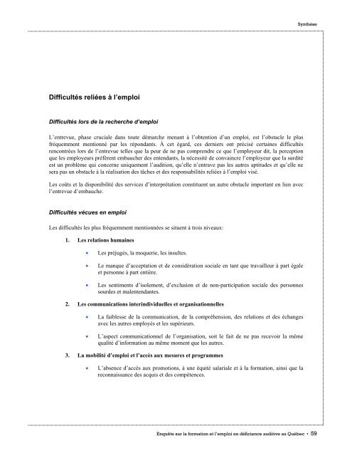 faits saillants de - Emploi-Québec