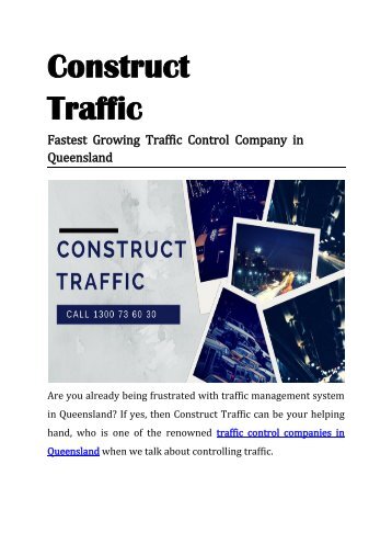 Construct Traffic - Fastest Growing Traffic Control Company in Queensland