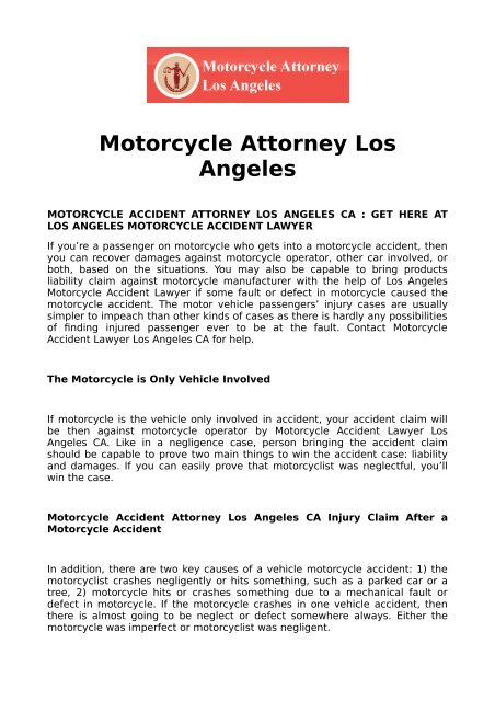 Motorcycle Attorney Los Angeles