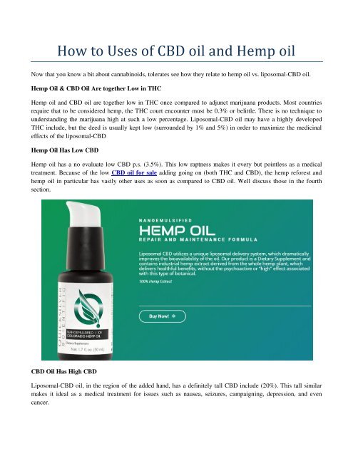 How to Uses of CBD oil and Hemp oil