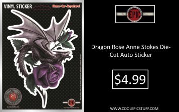 Dragon Rose Anne Stokes Die-Cut Auto Sticker - Epic Vision LLC