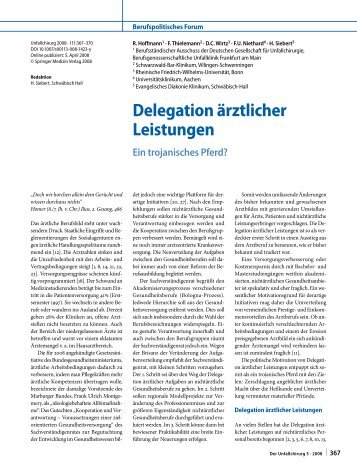 Artikel „Delegation ärztlicher Leistungen - ein trojanisches Pferd?“