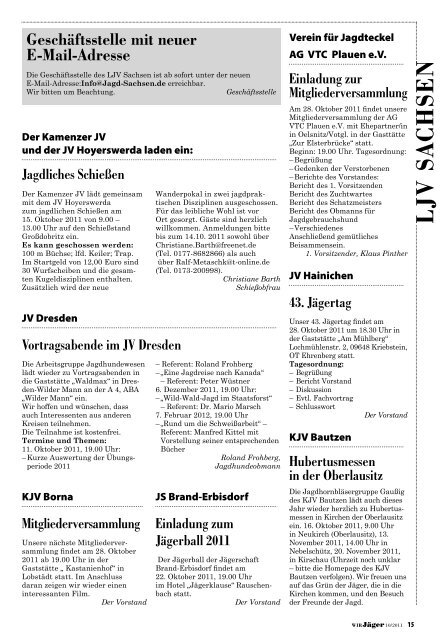einladung zum Jägerball 2011 - Landesjagdverband Sachsen e. V.