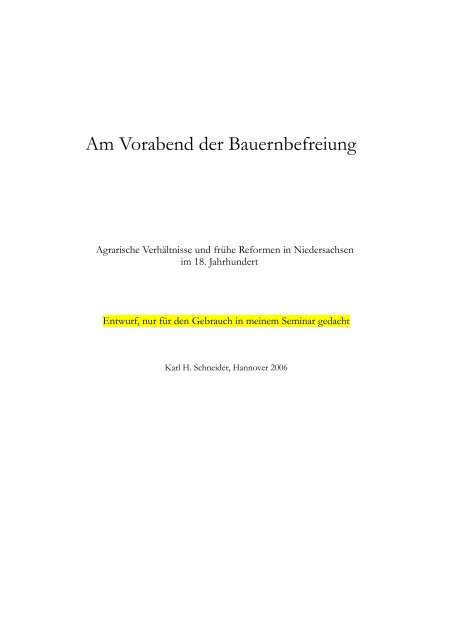 „Bauernbefreiung“ – eine kurze Einführung