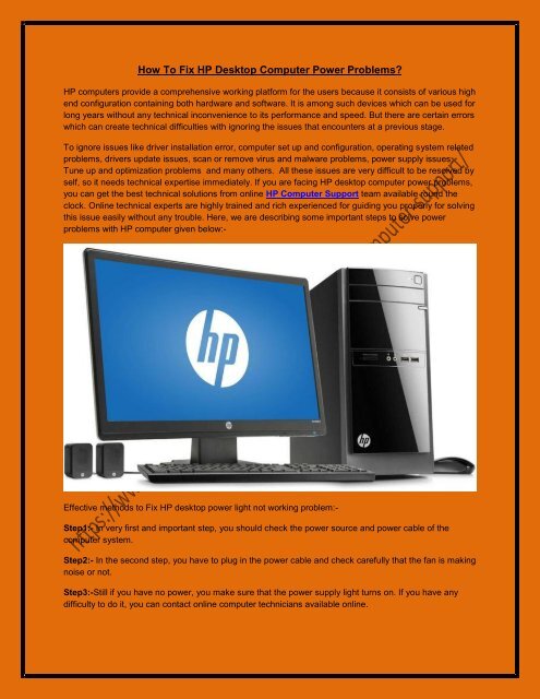 How To Fix HP Desktop Computer Power Problems.docx