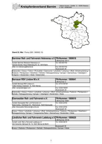 Barnimer Reit- und Fahrverein Helenenau eV FN-Nummer