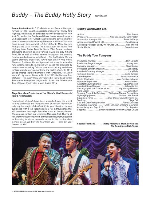 Harris Center for the Performing Arts Program Guide March-June 2018