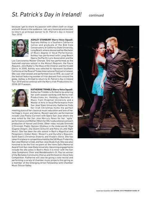 Harris Center for the Performing Arts Program Guide March-June 2018