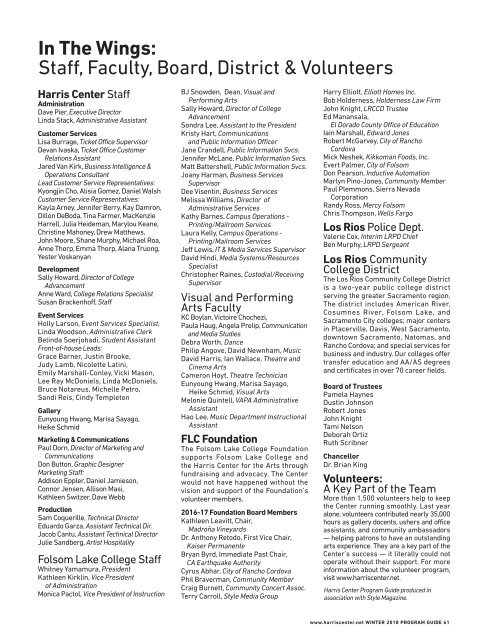 Harris Center for the Performing Arts Program Guide March-June 2018