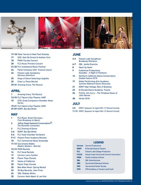 Harris Center for the Performing Arts Program Guide March-June 2018