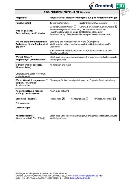 Projektliste, Stand 15 - (ReM) Westharz