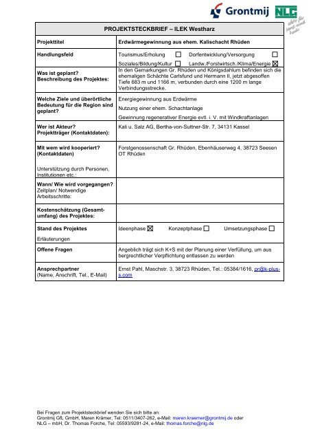 Projektliste, Stand 15 - (ReM) Westharz