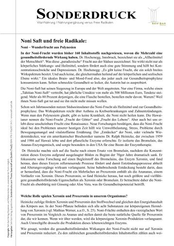 noni Saft und freie radikale - Seh-Sam Verlag